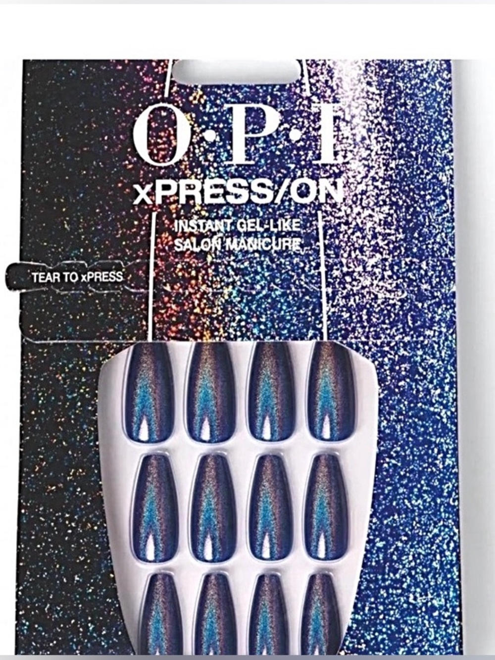 🆕 OPI Press-On Nails in Shimmering Blue-Green Holographic